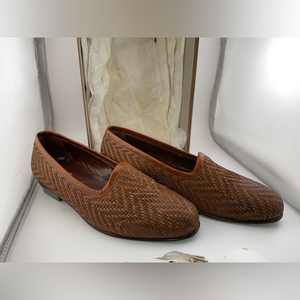 MIGLIORE men shoes Made in Italy loafer basket weave leather brown Size 8 - Picture 3 of 9